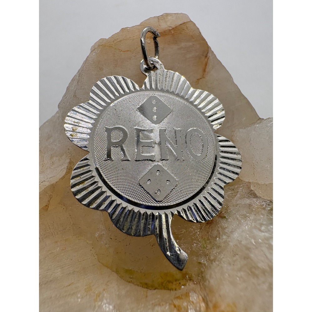 Vintage Crea Sterling Silver Reno Nevada Lucky Four Leaf Clover Dice Charm 2.81g